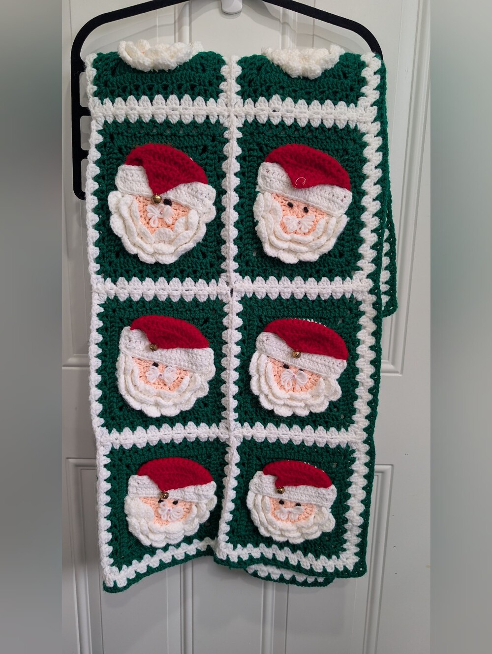 Handmade Crochet Christmas Santa Blanket - 3D Holiday Afghan Throw (37" x 45.5")